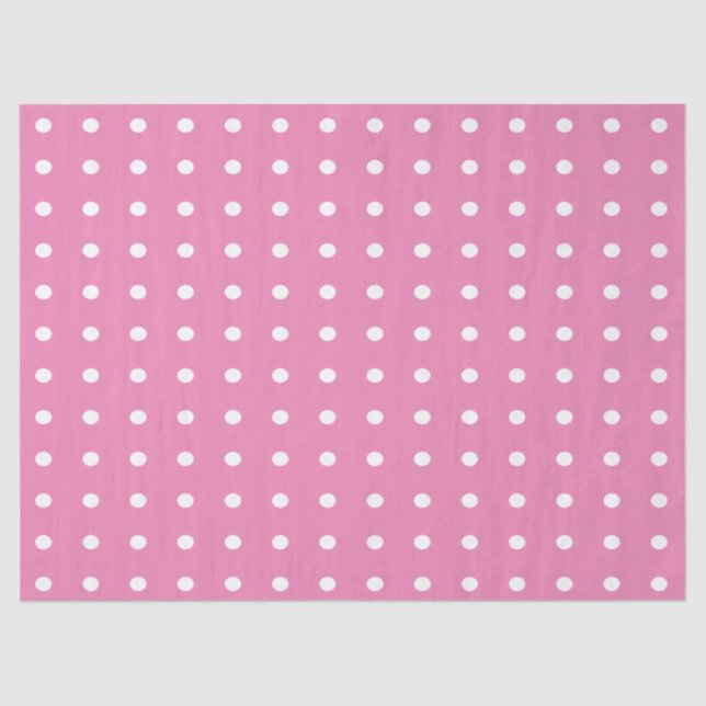 Papel De Seda Puntos de polka rosa y blanco (Anverso)