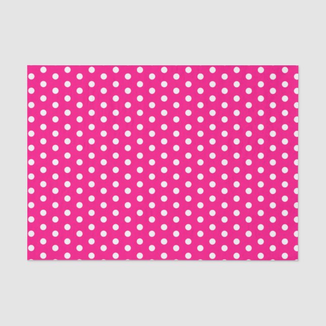 Papel De Seda Puntos de Polka Rosado Caliente (Anverso)