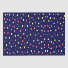 Papel De Seda Puntos de polka rosados y amarillos sobre azul mar