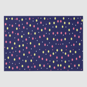 Papel De Seda Puntos de polka rosados y amarillos sobre azul mar