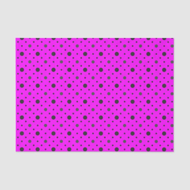 Papel De Seda Puntos de polka rosados y multidimensionales (Anverso)