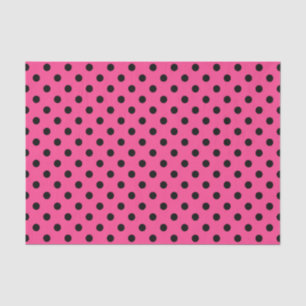 Papel De Seda Puntos de polka rosados y negros
