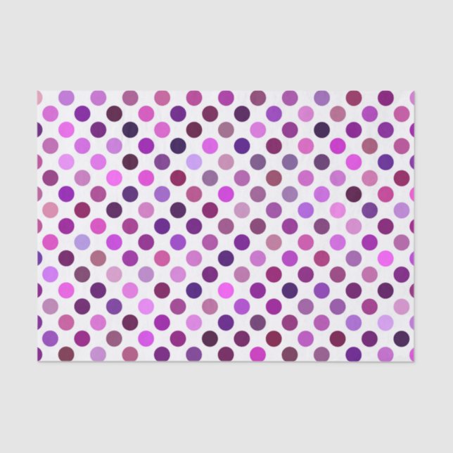 Papel De Seda Puntos de polka rosados y púrpura (Anverso)