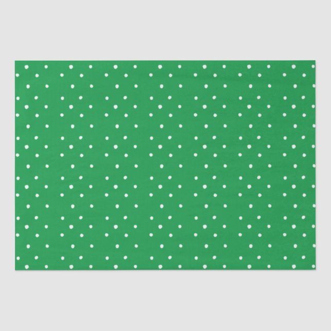 Papel De Seda Puntos De Polka Verde Y Blanco (Anverso)