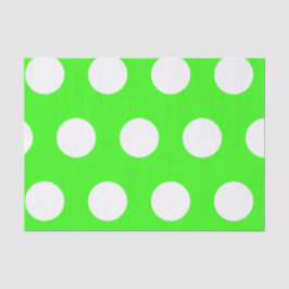 Papel De Seda Puntos grandes de Polka verde neón blanco