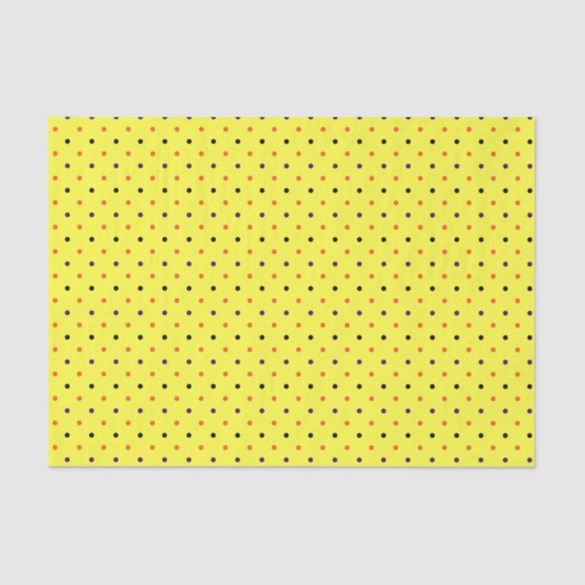 Papel De Seda Puntos Mini de Polka Amarillo y Múltiple (Anverso)
