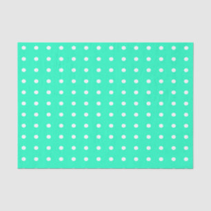 Papel De Seda Puntos Mint Green y White Polka