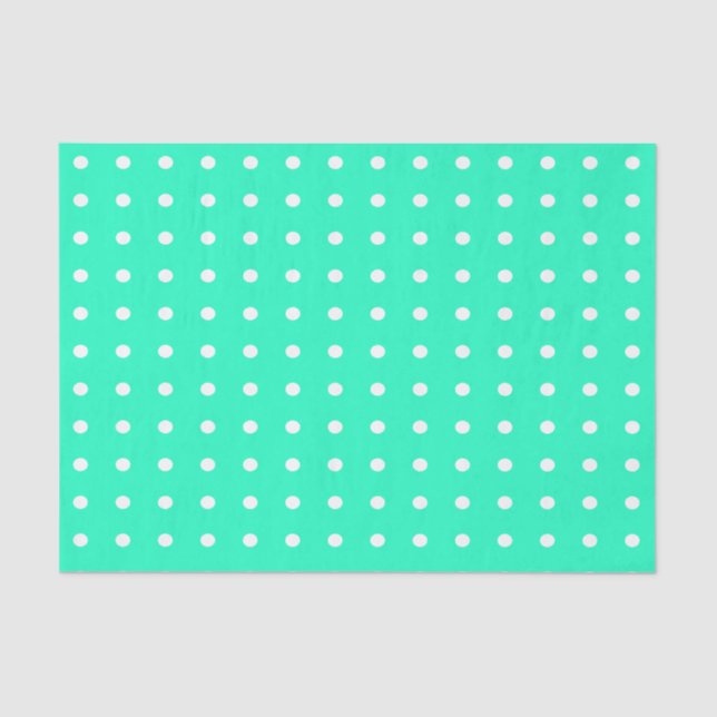 Papel De Seda Puntos Mint Green y White Polka (Anverso)