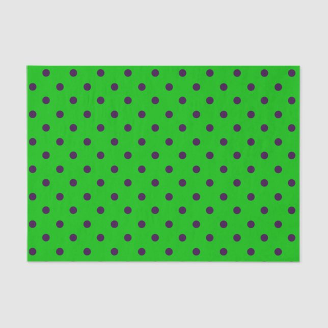 Papel De Seda Puntos Neon Green y Purple Polka (Anverso)