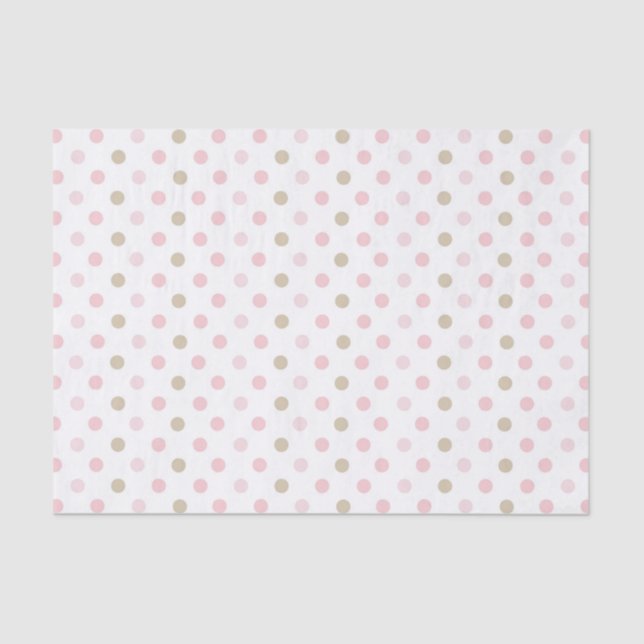 PAPEL DE SEDA PUNTOS PASTEL PINK & TAN POLKA (Anverso)