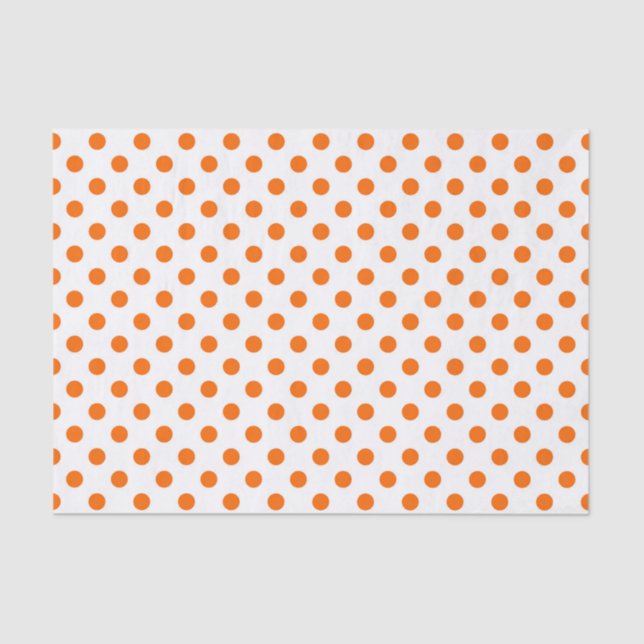 Papel De Seda Puntos Polka Naranja de fondo blanco (Anverso)