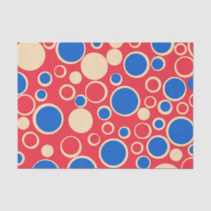 Papel De Seda Puntos Rojos Y Azules Sobre Rojo