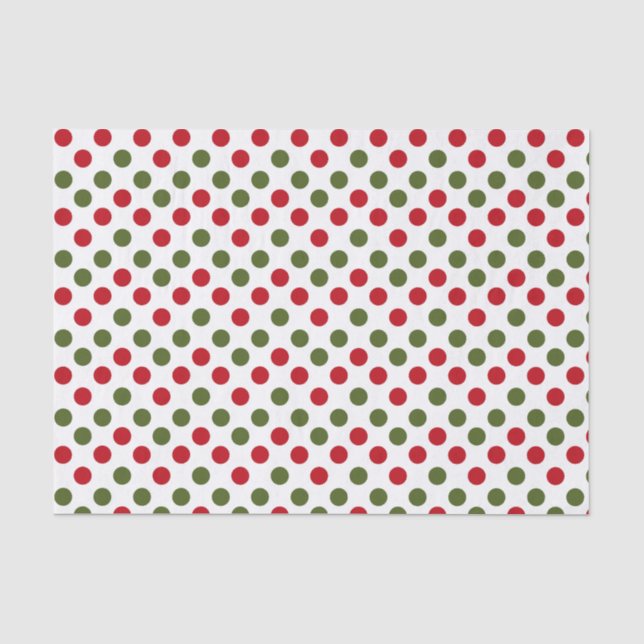 Papel De Seda Puntos rojos y verdes de Navidad (Anverso)