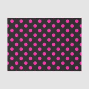 Papel De Seda PUNTOS rosados de polka de fondo negro