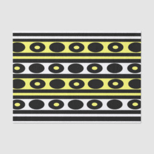 Papel De Seda Puntos y franjas de polka negros, amarillos y blan