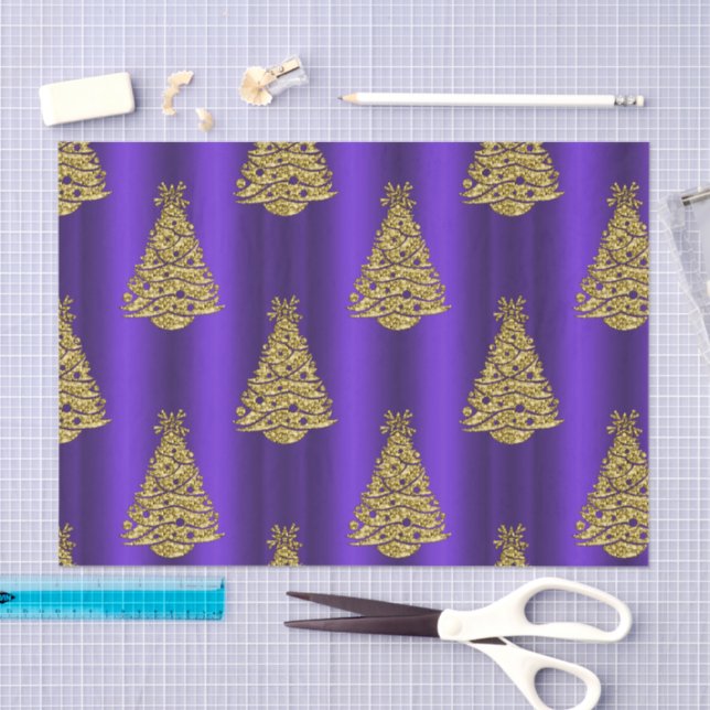 Papel De Seda Purple and Gold Christmas  (Artesanía)