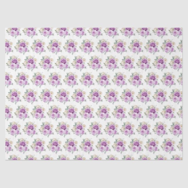 Papel De Seda Purple and Silver Elegant Flowers (Anverso)