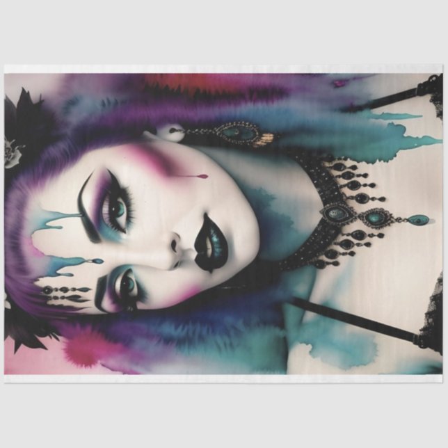 Papel De Seda Purple Blue Beautiful Gótico Performer Decoupage (Anverso)