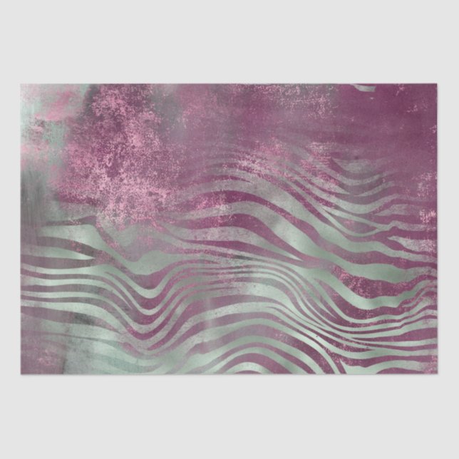 Papel De Seda Purple Burgundy Aqua Mint Zebra (Anverso)