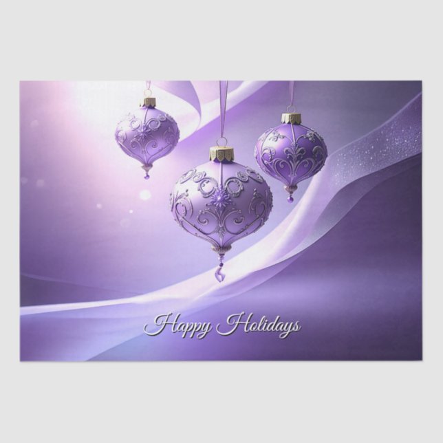 Papel De Seda Purple Christmas Ball Holiday Tissue Paper (Anverso)