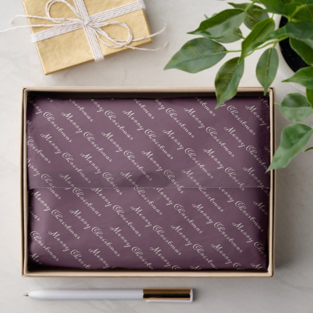 Papel De Seda Purple Elegant Script Feliz Navidad (Regalo )