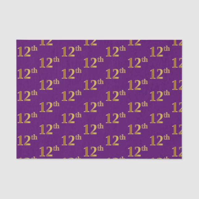 Papel De Seda Purple, Faux Gold 12th (12º) Evento (Anverso)