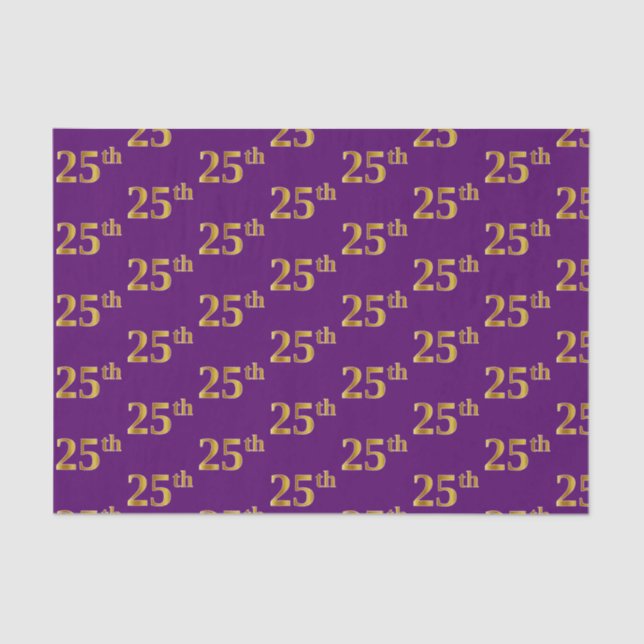 Papel De Seda Purple, Faux Gold 25th (Veinticinco) Event (Anverso)