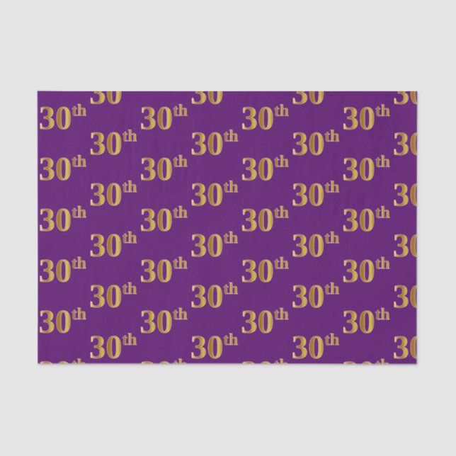 Papel De Seda Purple, Faux Gold 30th (Treinta) Event (Anverso)