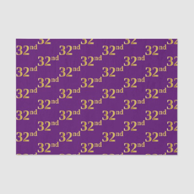 Papel De Seda Purple, Faux Gold 32nd (32º) Evento (Anverso)