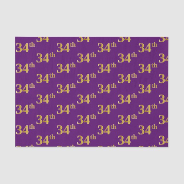 Papel De Seda Purple, Faux Gold 34th (34to) Event (Anverso)