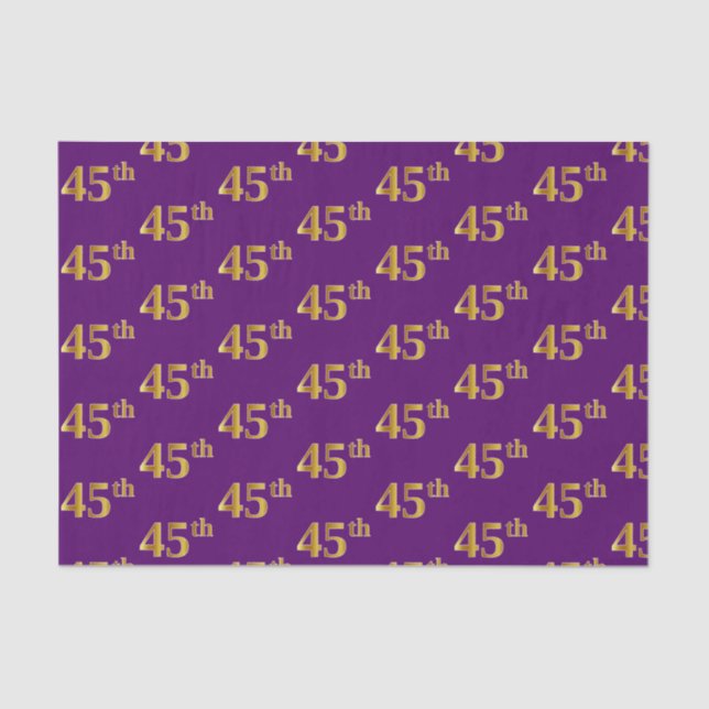 Papel De Seda Purple, Faux Gold 45th (45º) Evento (Anverso)