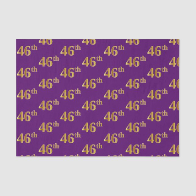 Papel De Seda Purple, Faux Gold 46th (Cuarenta y Sexto) Event (Anverso)