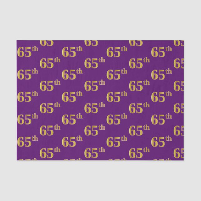 Papel De Seda Purple, Faux Gold 65th (65º) Evento (Anverso)