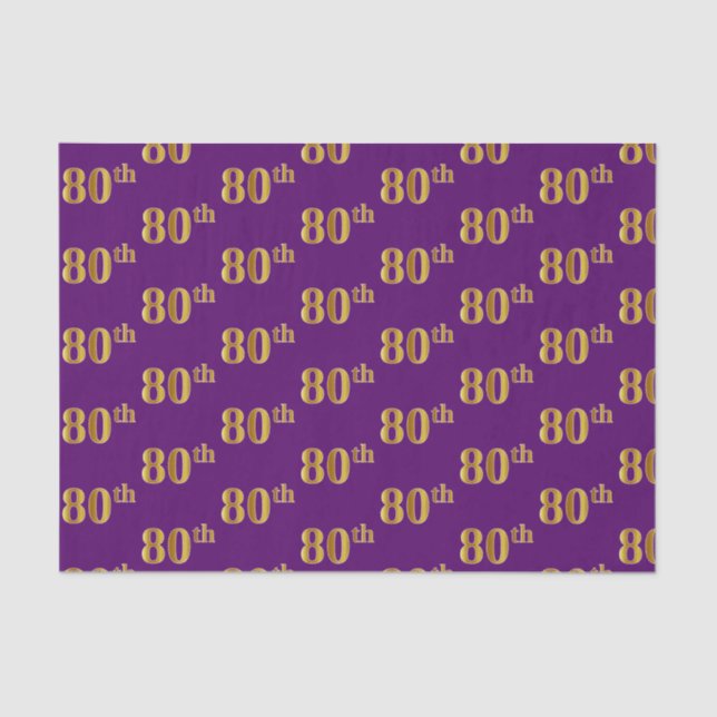 Papel De Seda Purple, Faux Gold 80th (Ochenta) Event (Anverso)