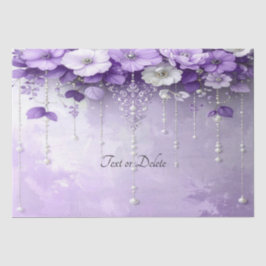 Papel De Seda Purple Flowers with Dangling Pearls Tissue Paper