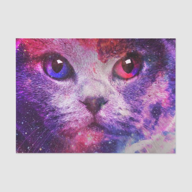 Papel De Seda Purple Galaxy Cat  (Anverso)