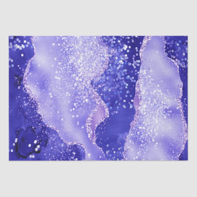 Papel De Seda Purple Glam Agate Glitter Sparkle Design (Anverso)