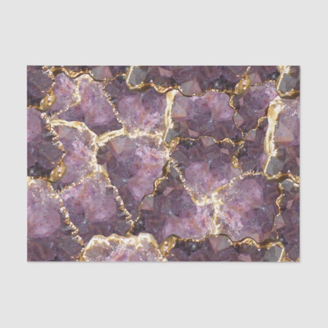 Papel De Seda Purple Gold Crystal Collage Tissue Paper (Anverso)