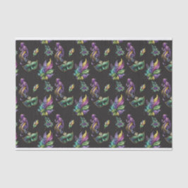 PAPEL DE SEDA PURPLE GREEN GOLD MARDI GRAS MASKS FEATHERS