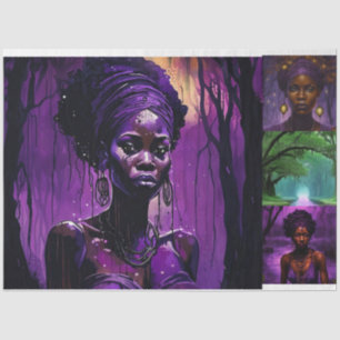 Papel De Seda Purple Magic African Voodoo Decoupage