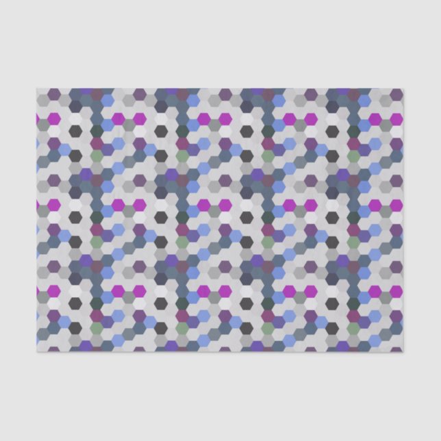 Papel De Seda Purple Multi Hexagons Seamless (Anverso)