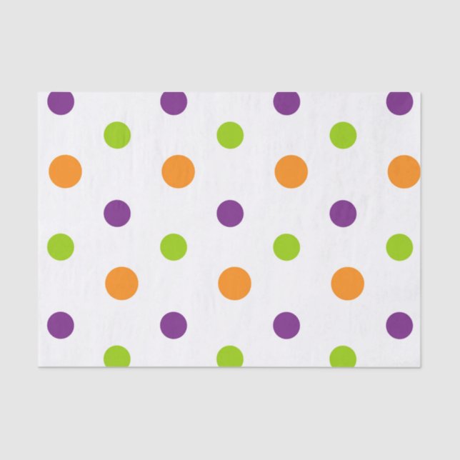 PAPEL DE SEDA PURPLE NARANJA VERDE HALLOWEEN POLKA DOTS (Anverso)
