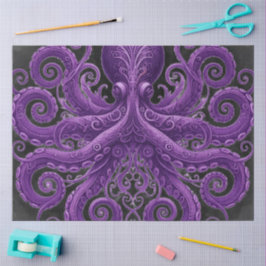 Papel De Seda Purple Octopus Victorian Steampunk Kraken 
