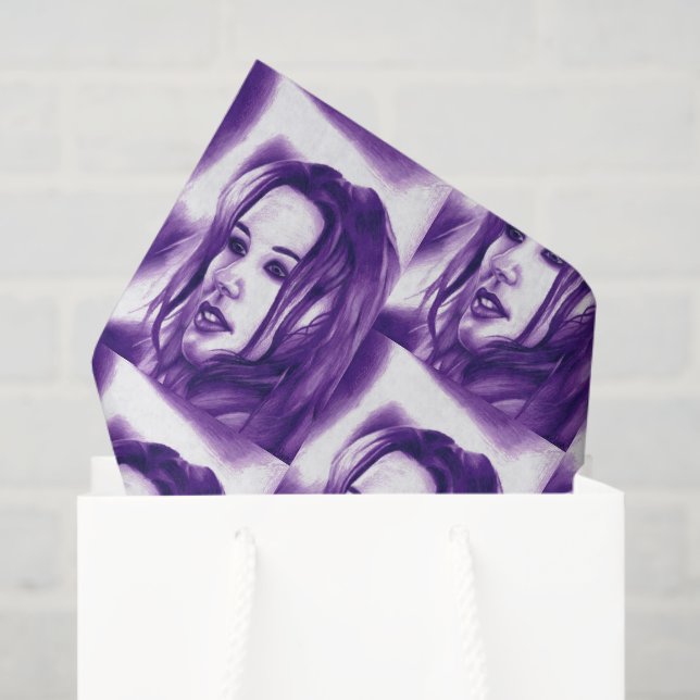 Papel De Seda Purple People Woman Portrait Original Art (Bolsa de regalo)