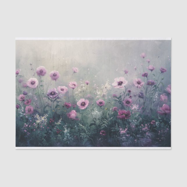 Papel De Seda Purple Wildflowers Green Field Decoup (Anverso)