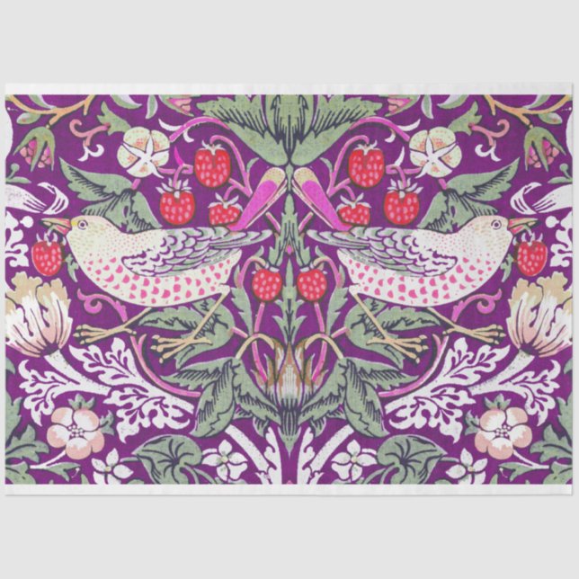 Papel De Seda Purple William Morris Strawberry Thief  (Anverso)