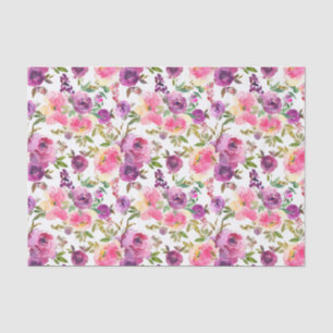 Papel de seda púrpura con decoupage de acuarela fl