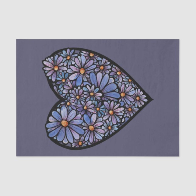 Papel De Seda Púrpura corazón de Daisy (Anverso)