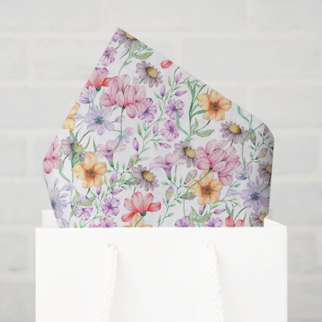 Papel De Seda Púrpura Floral (Bolsa de regalo)
