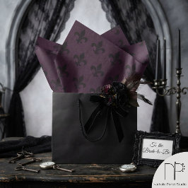 Papel de seda púrpura oscuro con flor de lis gótic